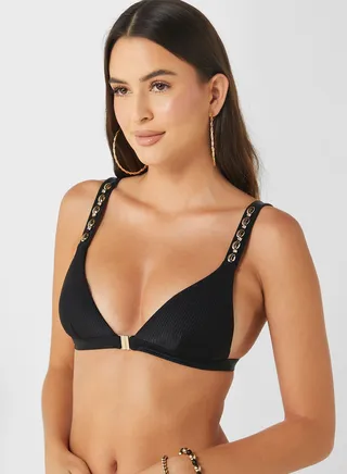 Triangle Shell Trimmed Bikini Top 