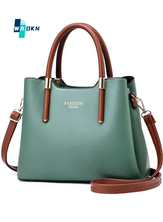 Retro Elegant Handbag Advanced Leather Unique Chic All-match Large Capacity One Shoulder/Crossbody Messenger Bag for Women/Mother/Girl Friend Gift Green 