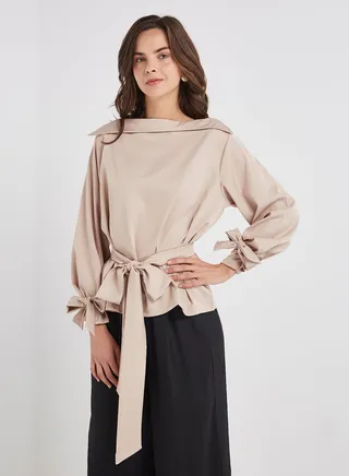 Boat Neck Top Khaki 
