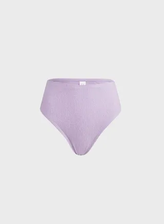 Textured High Waist Bikini Bottom 