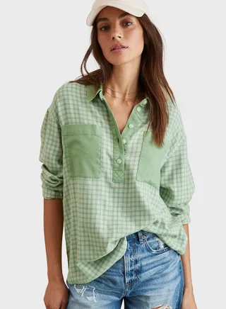 Checked  Button Down Shirt 