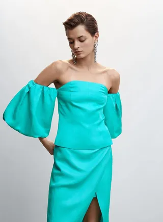 Balloon Sleeve Wrap Top 