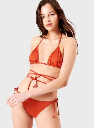 Strappy Plunge Neck Bikini Top 