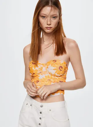 Floral Print Bandeau Crop Top 