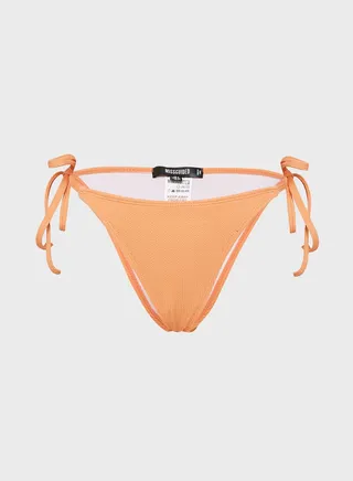Crinkle Tie Side High Leg Bikini Bottom 