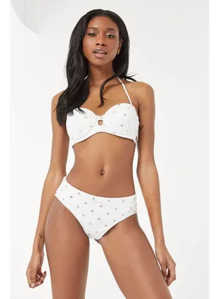 Cheeky Starfish Print Bikini Bottom White 
