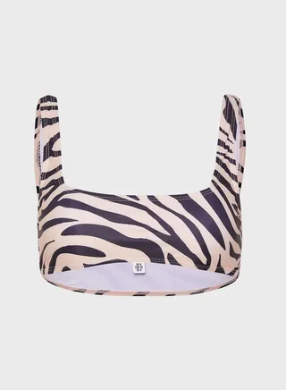 Square Neck Tiger Print Bikini Top 