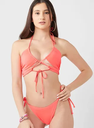 Halter Neck Cut Out Bikini Top 