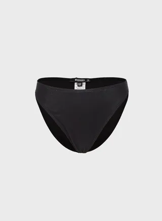 Metallic Rib Boomerang Bikini Bottom 