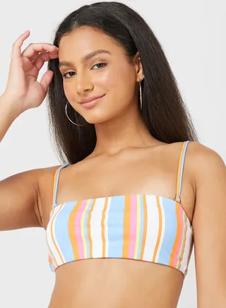 Striped Bardot Bikini Top 