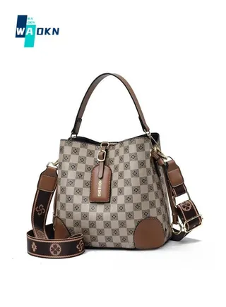 Women's Simple Large-capacity Shoulder Bag with 2 Types of Shoulder Straps, Ladies Plaid Retro Handbag Tote Bags Clutch Bag, Multi-pocket PU Leather Crossbody Bag Sling Bag Side Bag Carry Bag 