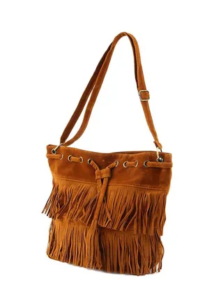 Fringe Tassel Décor Shoulder Bag Brown 
