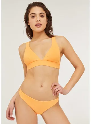 Stylish Polyester Blend Plain Ribbed Swim Bottom Orange 