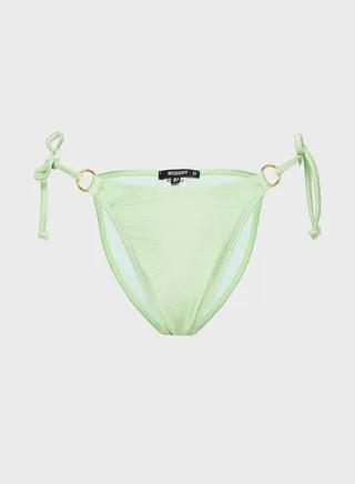 High Shine Detail Tie Side Bikini Bottom 