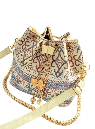 Chain Detailed Bucket Bag Yellow 
