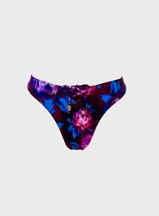 Tie Front Printed Bikini Bottom 