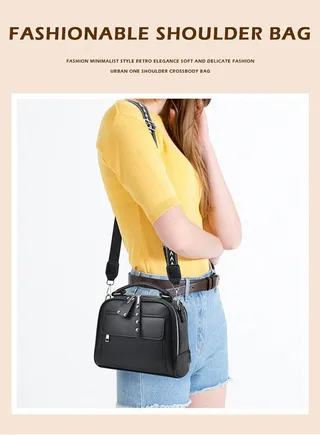 Women's Bags Fashionable and Trendy Hand-held Shoulder Bags Trendy Shoulder Bags Worn Cross-body Daily Versatile Handbags Fashionable Simple Handbags Black 