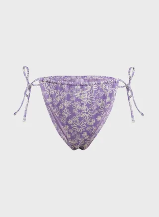 Printed Tie Detail Bikini Bottom 