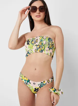 Floral Print High Leg Bikini Bottom 