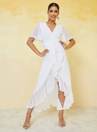 Textured Dobby Wrap Maxi Dress 