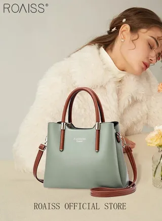 Retro Elegant Handbag Advanced Leather Unique Chic All-match Large Capacity One Shoulder/Crossbody Messenger Bag for Women/Mother/Girl Friend Gift 