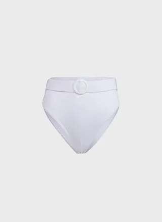 Rib Ring Belted High Waist Bikini Bottom 