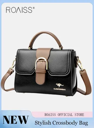 PU Leather Crossbody Bag for Women Large Capacity Exquisite Sewing Thread Shoulder Bag Ladies Stylish Simple Handbag with Internal Zipper Bag and Quality Hardware Accessories 