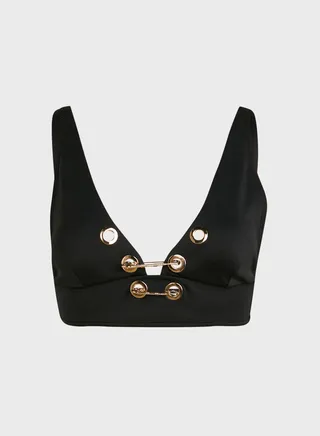 High Apex Pin Detail Bikini Top 