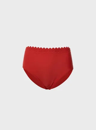 Laser Cut Trim High Waist Bikini Bottom 