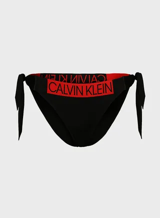 Contrast Logo Side Tie Bikini Bottoms Black/Red 