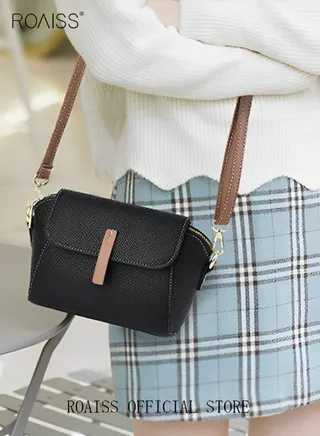 Women's New Fashion Bags Soft Leather Simple Classic Crossbody Bag Double Layer Compartment Magnetic Closure Handbag Shell Bag 