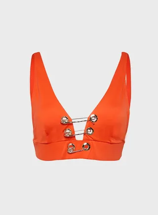 High Apex Pin Detail Bikini Top 