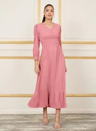 Smocked Waist A-Line Maxi Dress 