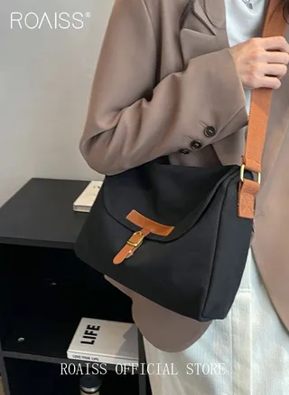 Women's Canvas Bag Large Capacity One Shoulder Messenger Tote Bag Casual Solid Color Versatile Work Commuting 