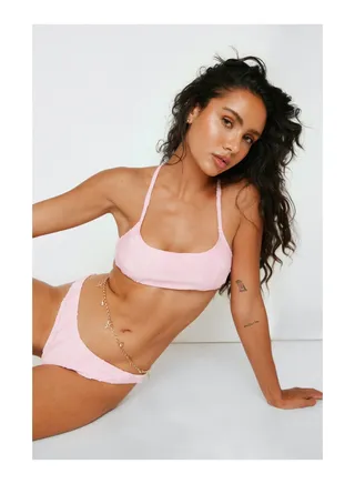 Textured Palm Tree Print Bikini Set 
