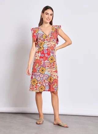 Women'S Casual Midi Short Sleeve Floral Long Evening Maxi Dress Multicolour 