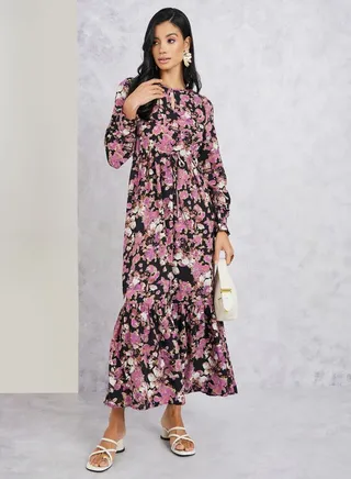 All Over Print A-Line Maxi Dress 