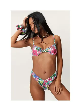 Recycled Floral Print 3pc Underwired Bikini Set 