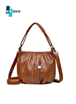Ladies New Simple Fashion Shoulder Bag, Large Capacity Versatile Crossbody Bag Messenger Bag for Women, Soft Fabric Tote Bag Handbag Sling Bag(Brown) 