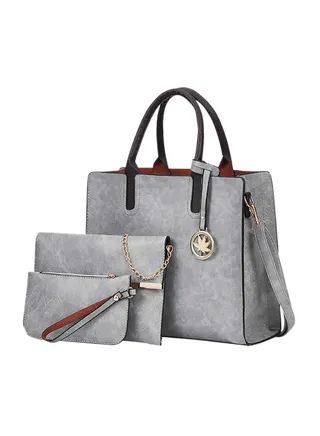3-Piece Retro Bag Set Grey 