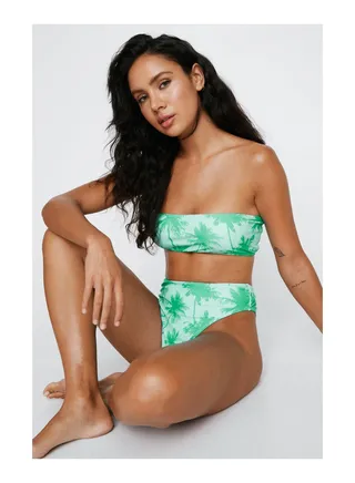 Recycled Palm Tree Bandeau Bikini Set 