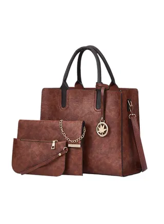 3-Piece Retro Bag Set Brown 