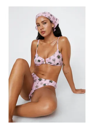 Recycled Palm Tree V Bikini and Headscarf Set 