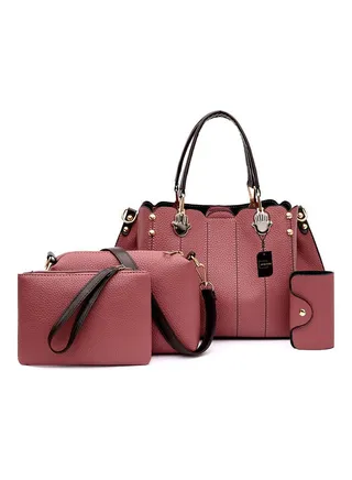 4-Piece Stylish Shoulder Bag Set Pink 