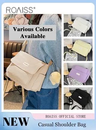 Women Large Capacity Single Shoulder Crossbody Bag Versatile Student Bag Simple Solid Color Canvas Dumpling Bag 