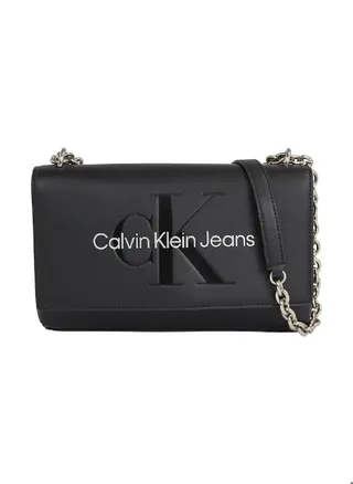 Women's Convertible Shoulder Bag -  smooth faux leather exterior, Black 