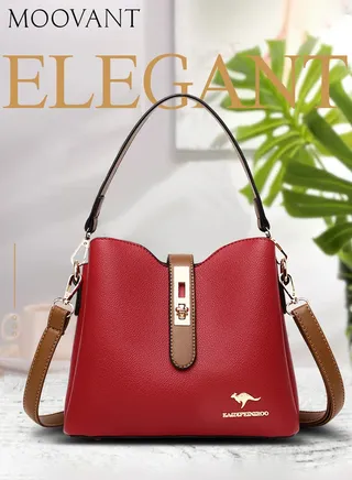 Premium Leather Women Shoulder Bag Women's Handbag Elegant Patent Leather Bag Waterproof Tote Bag Women Large Capacity Bucket Bag with 2 Shoulder Straps Red 