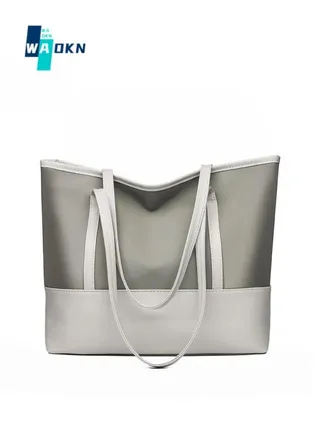 Women's Classic Vintage Leather Shoulder Bag, Ladies Large Capacity Handbag Tote Bags Clutch Bag, Designer Fashion Dual Block Color Side Bag Carry Bags Shopping Bag(Silver and White) 