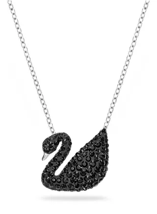 Swarovski Iconic Swan Black Silver Pendant for Women 5347329 