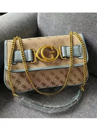 Simple printed zipper shoulder bag 